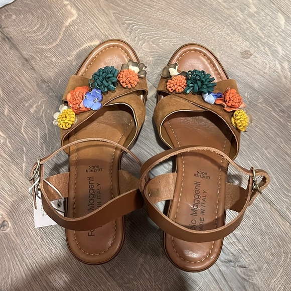 NWT Fabio Maggenti floral leather wedge shoe size 9 - Picture 9 of 11